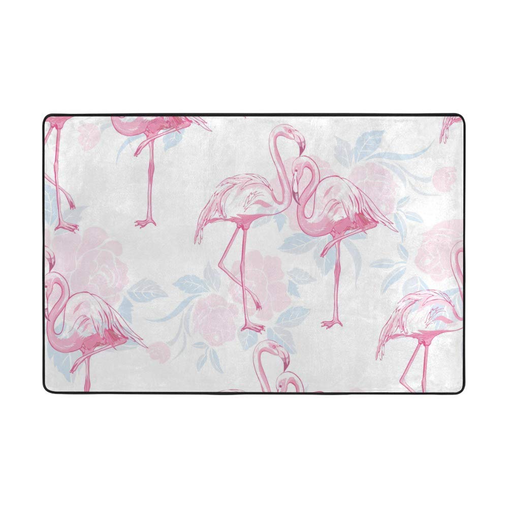 Grand tapis super doux flamant rose tropical en velours épais 182x121cm