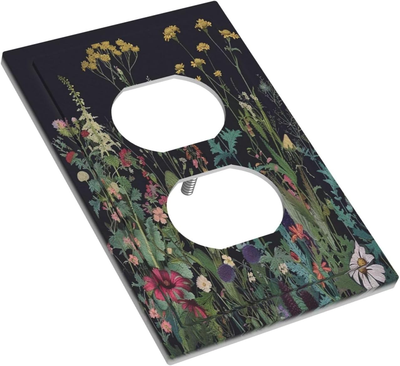 Outlet Covers Boho Wildflowers Herbs Floral 1 Gang Duplex Light Switch Cover Plate Decorative Wall Plates Electrical Switchplate Receptacle Cover for Bathroom Bedroom Decor