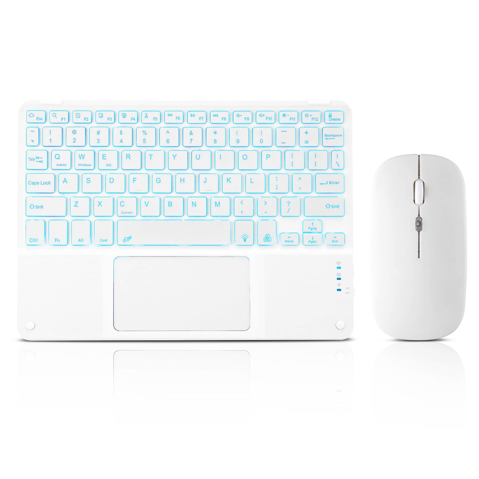 Ultra-Slim Bluetooth Keyboard with Built-in Touchpad and Mouse Portable Mini Wireless Keyboard Rechargeable 7-Color Backlit for Apple iPad iPhone Samsung Tablet iPhone Smartphone iOS Android Windows