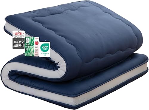 Syalife Colchón de futón japonés tamaño matrimonial, 4 pulgadas de grosor, plegable y portátil, relleno de espuma 32D tradicional Shikibuton, diseño