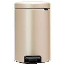 Brabantia Pattumiera a Pedale 12 litri, Lega di Acciaio Plastica – Metallic Gold