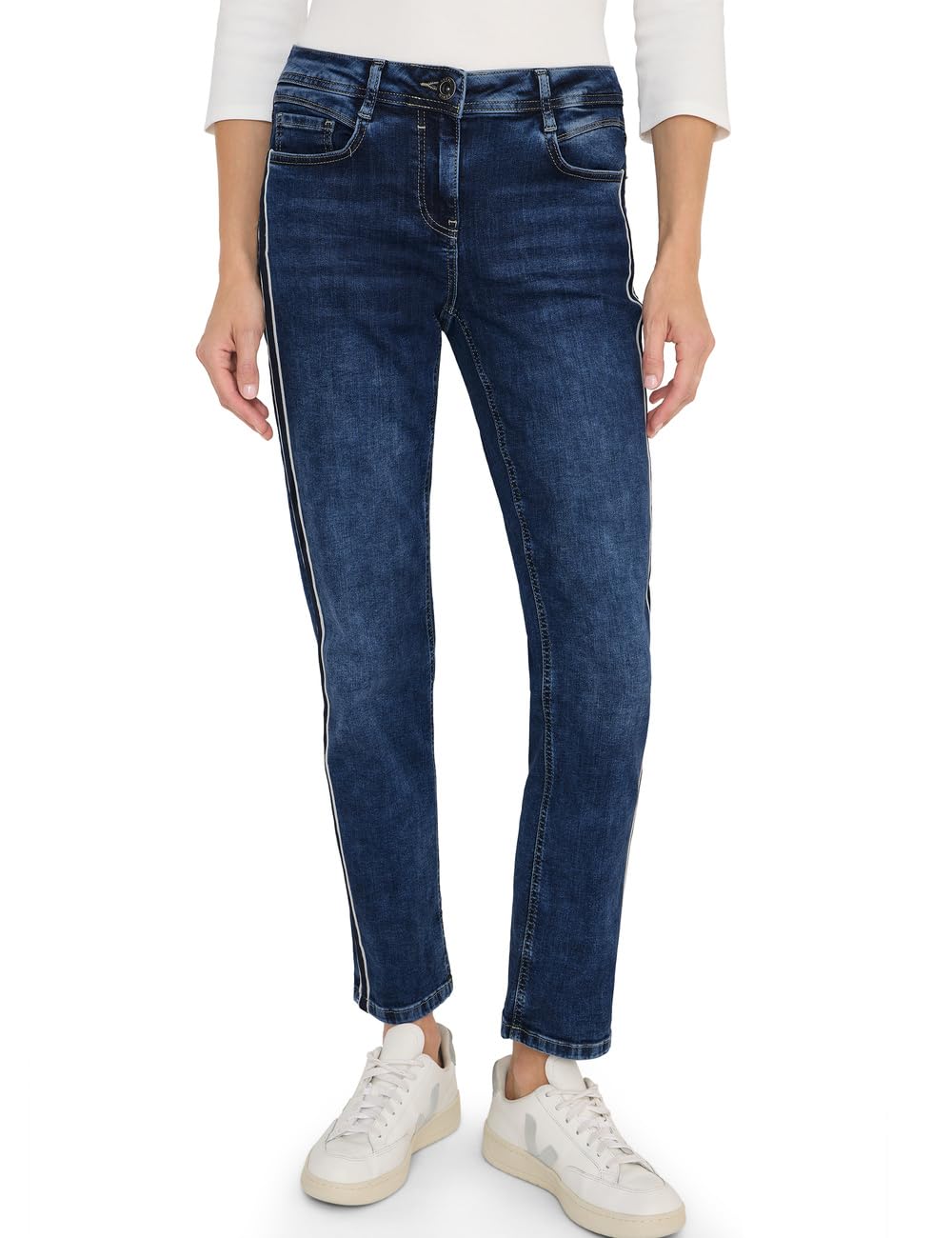 Cecil Damen Jeans mit Gallonstreifen