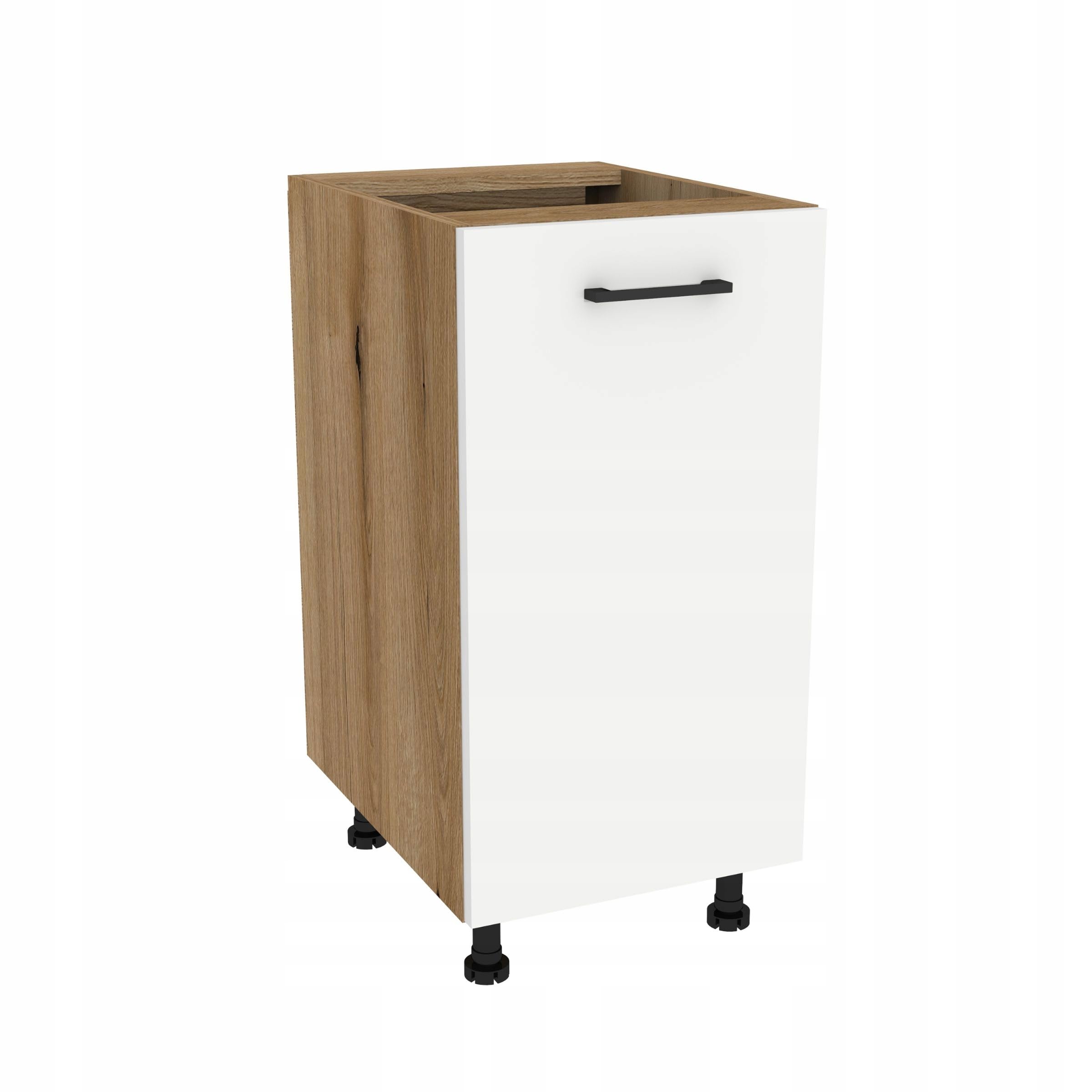 Küchenunterschrank Capri 40x48,5x82 cm - Küchenschrank mit Soft-Close - Einlegeboden & Griff - moderner Unterschrank Küche - Eiche Evoke, Front Weiß matt
