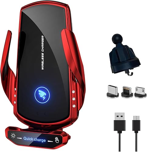 Miniatura 8 de Cargador de coche inalámbrico Soporte de teléfono para automóvil, carga inalámbrica, carga rápida de 15 W, soporte de teléfono con sujeción