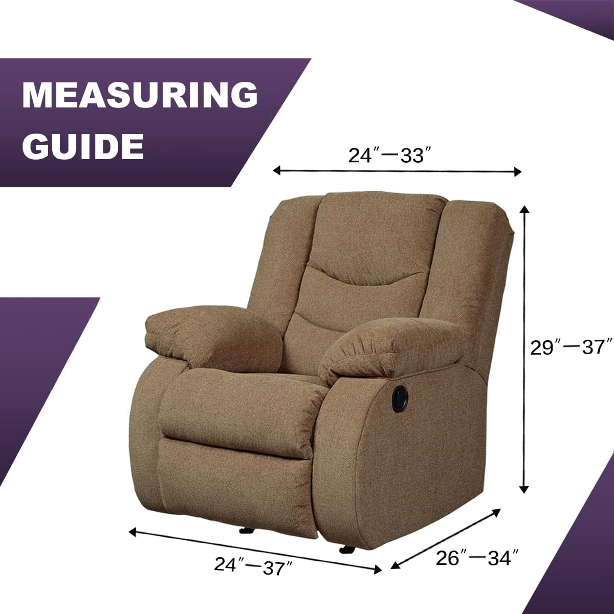 MeilleMaison Couch Cover Stretch Recliner Chair Cover 1-Piece Sofa Slipcover with Elastic Bottom Washable Furniture Protector Non Slip Couch Protector for Dogs (Recliner, Black) (MMCBLGLTT01C6)