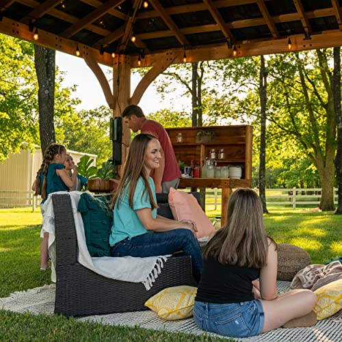 Backyard Discovery Barrington 14 Ft. X 12 Ft. Hip Roof Cedar Wood Gazebo, Shade, Rain, Steel Metal Roof, All Weather Protected, Wind Resistant Up To 100 Mph, Holds Up To 6500 Lbs #TOP7