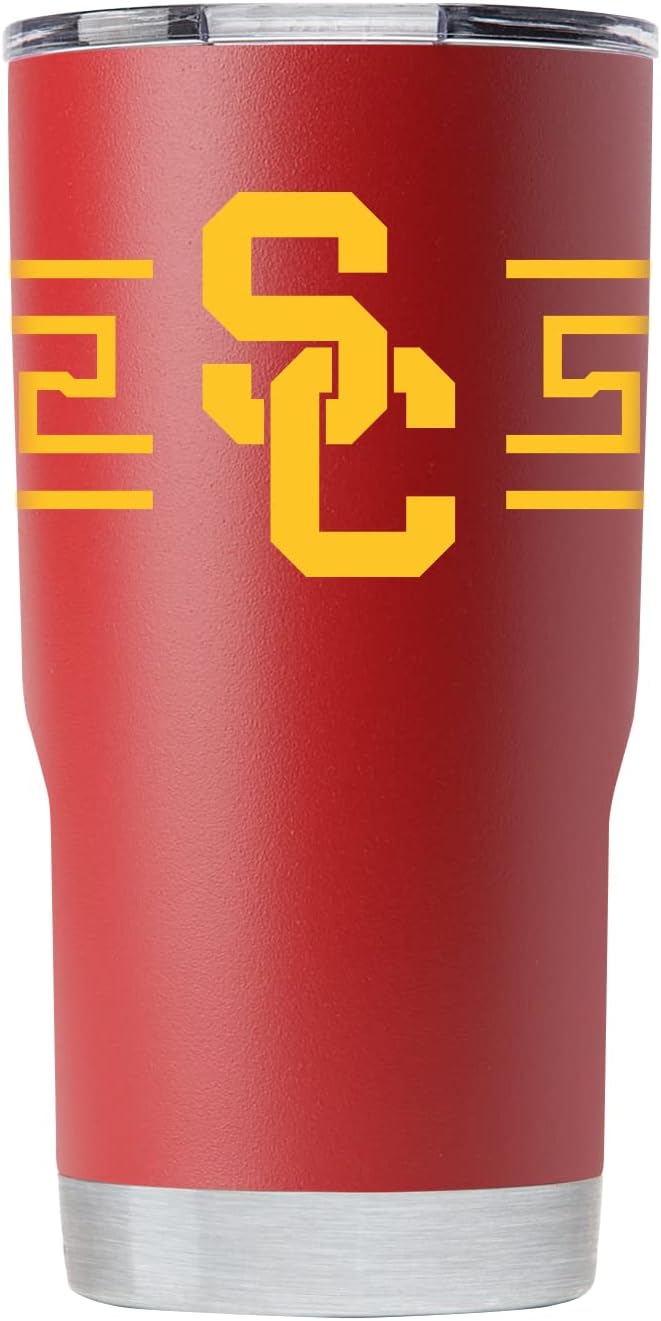 Gametime Sidekicks USC 20oz Crimson Tumbler - Officially Licensed, 18/8 Stainless Steel, Double-walled, Vacuum-insulated, UV LED Printed Logos, Sweatless, Stays Hot/Cold - 360 Wrap