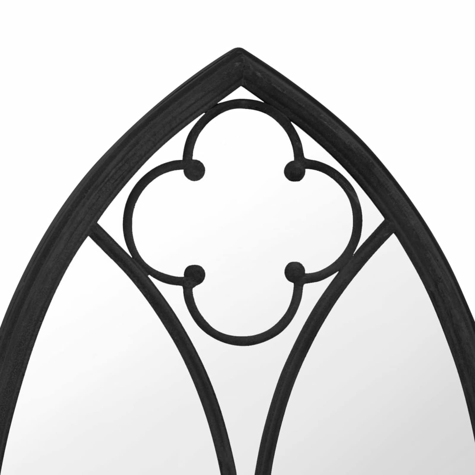Miroir de jardin noir 70 x 30 cm en fer pour utilisation en extérieur - miroir de jardin pour fenêtre d'église, mobilier extérieur, effet pierre