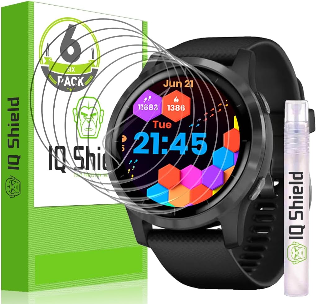 IQShield Screen Protector Compatible with Garmin Vivoactive 4 (45mm)(6-Pack) LiquidSkin Anti-Bubble Clear TPU Film