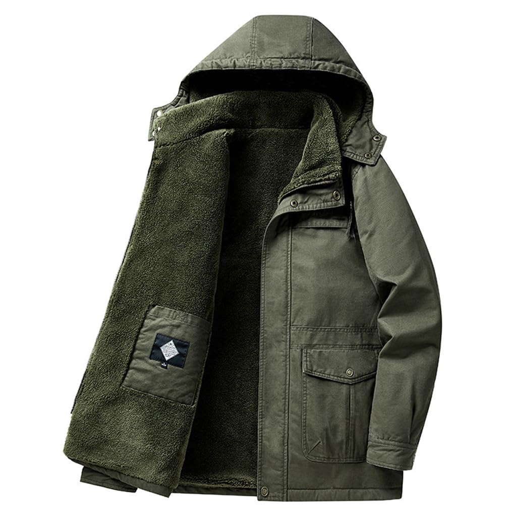 Męska zimowa kurtka robocza z podszewką polarową, płaszcz softshell z kapturem, na polowanie, wiele kieszeni, wzór cargo