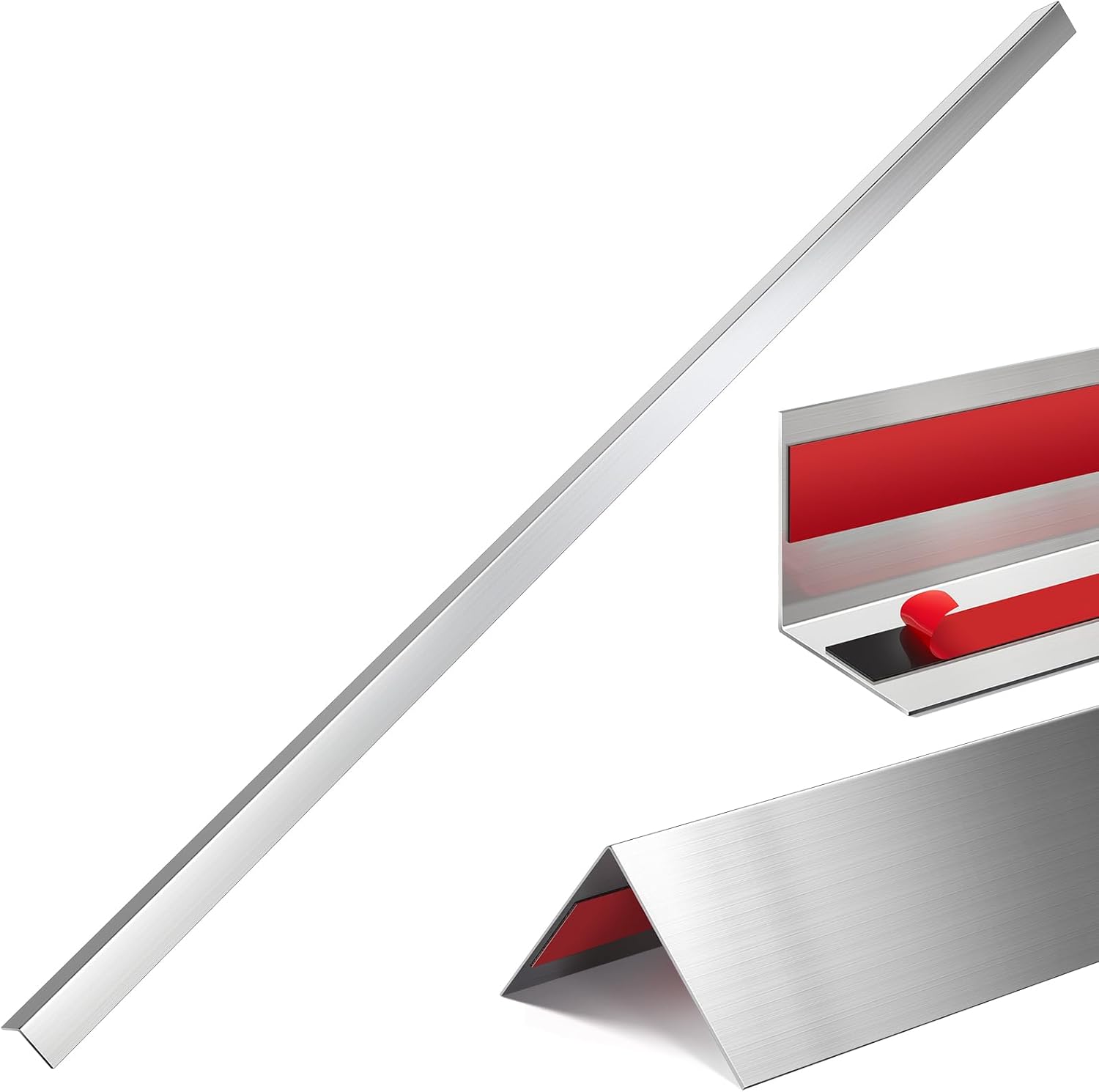 Gisafai 10 Pcs Self Adhesive Stainless Steel Corner Guards 1 x 1 x 36 Inch Wall Corner Protector Pack Metal Corner Trim with 90 Degree Angle for Wall Protection and Decoration Accessories