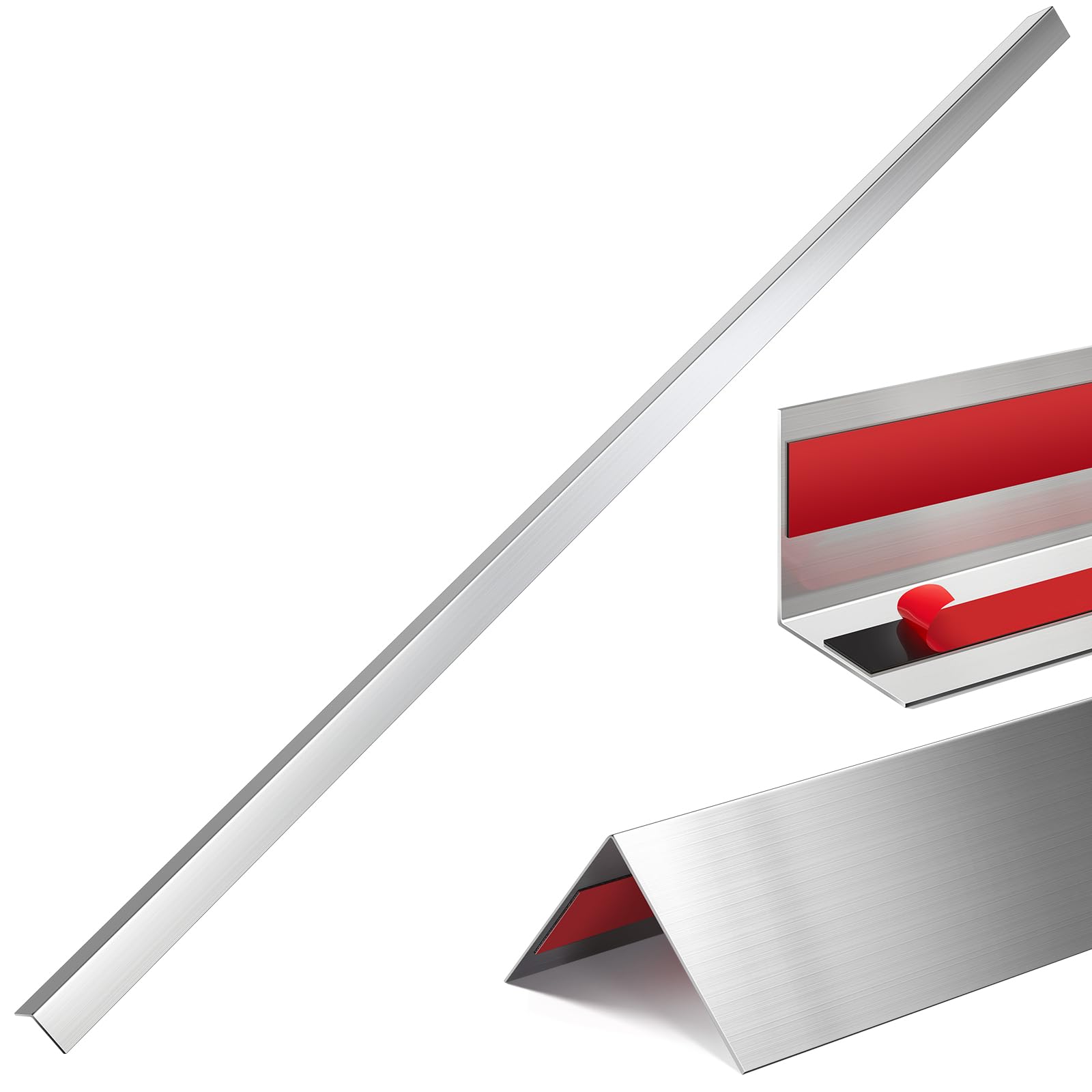 Gisafai Samoprzylepne osłony narożne ze stali nierdzewnej, 1 x 1 x 96 cm, metalowe narożniki z kątem 90 stopni, do ochrony ścian i akcesoriów dekoracyjnych, 10 szt