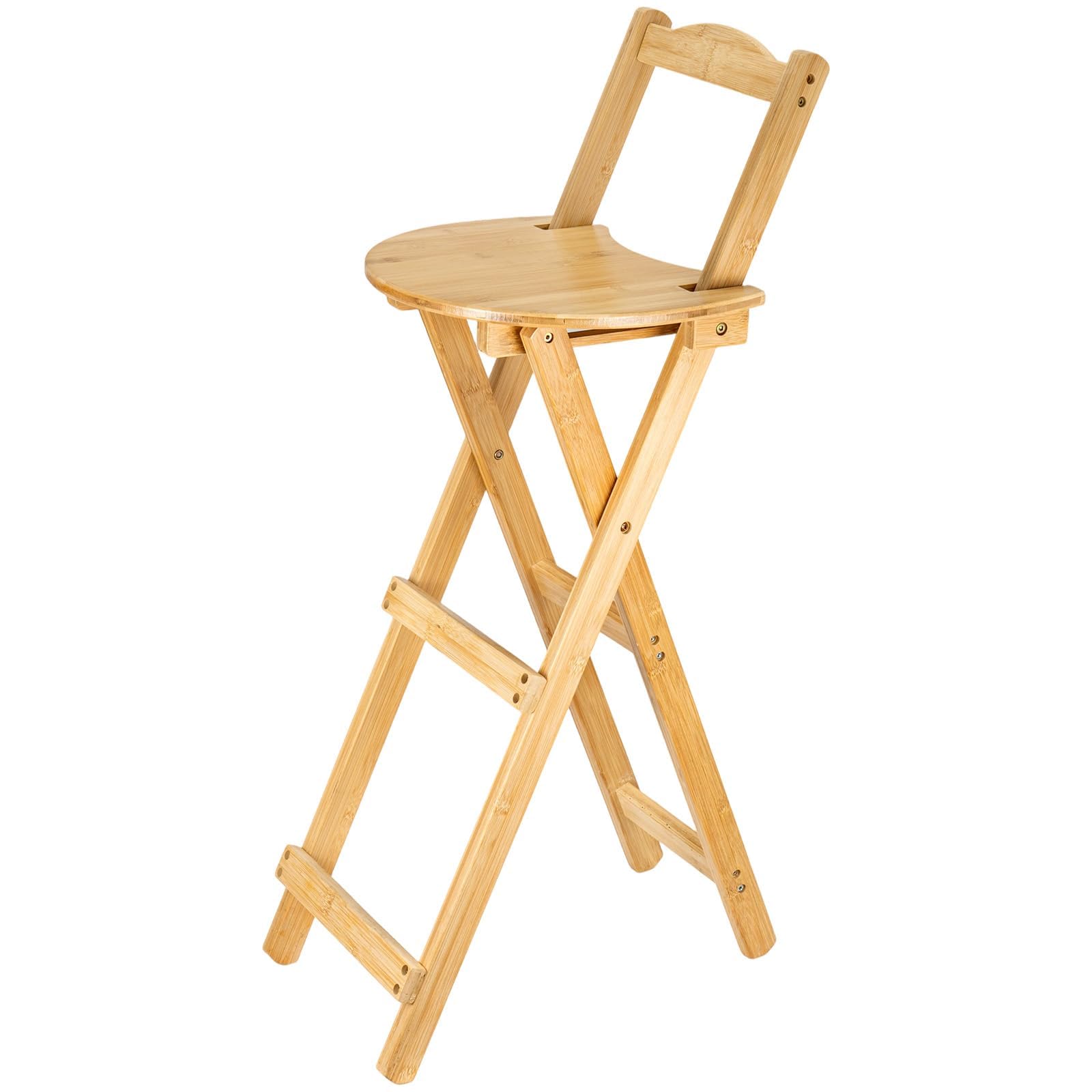 GREENSAPPIRE Kitchen Stools Bamboo Folding Barstools with Backrest & Footrest Kitchen Stools Portable Folding Bar Stool for Kitchen Patio Balcony or Home (1 PCS) — image 1