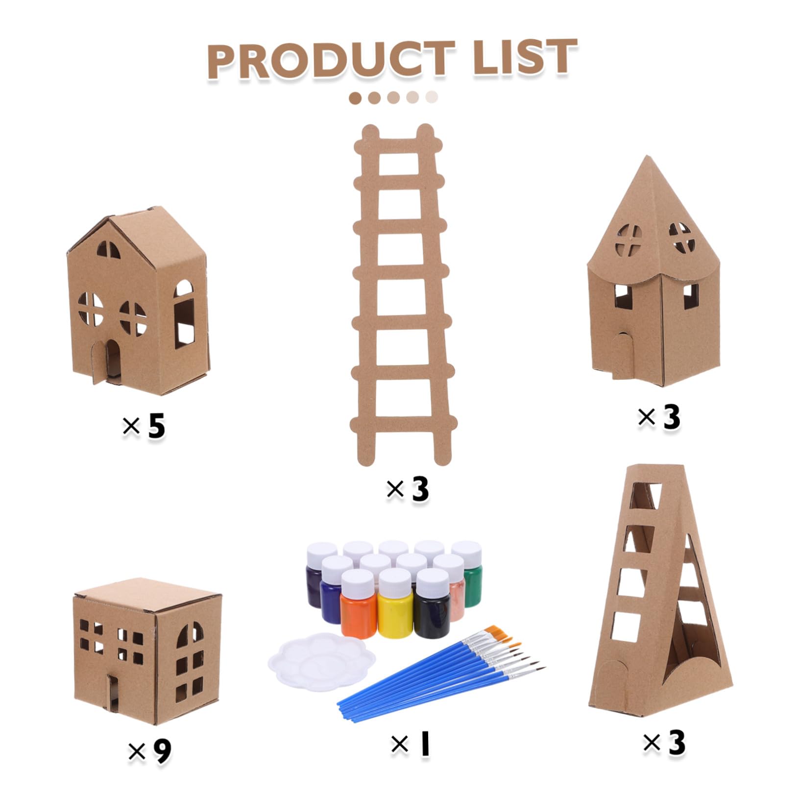 Gadpiparty Casa di Cartone da Colorare per Ragazzo Ragazza di Mini Case in Cartone Fai da Te Kit di Costruzione di Casette in Miniatura per Lavoretti Manuali e Attività Creative