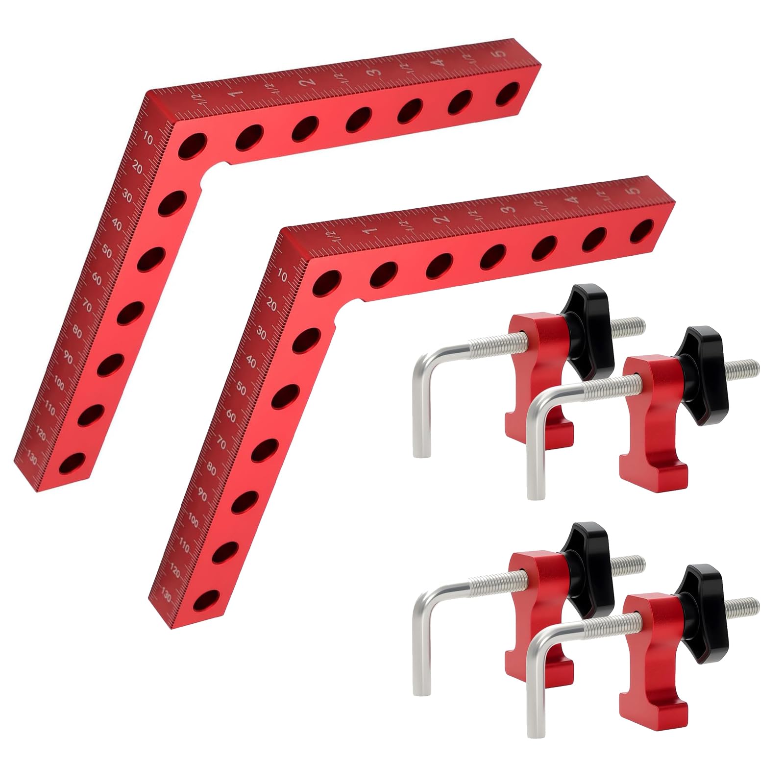 SUNNYNEST 2 Packs 140mm Right Angle Fixing Clip 90 Degree L-Shaped Auxiliary Positioning Squares Right Angle Clamps Fixing Clip Woodworking Corner Clamping Square Tool