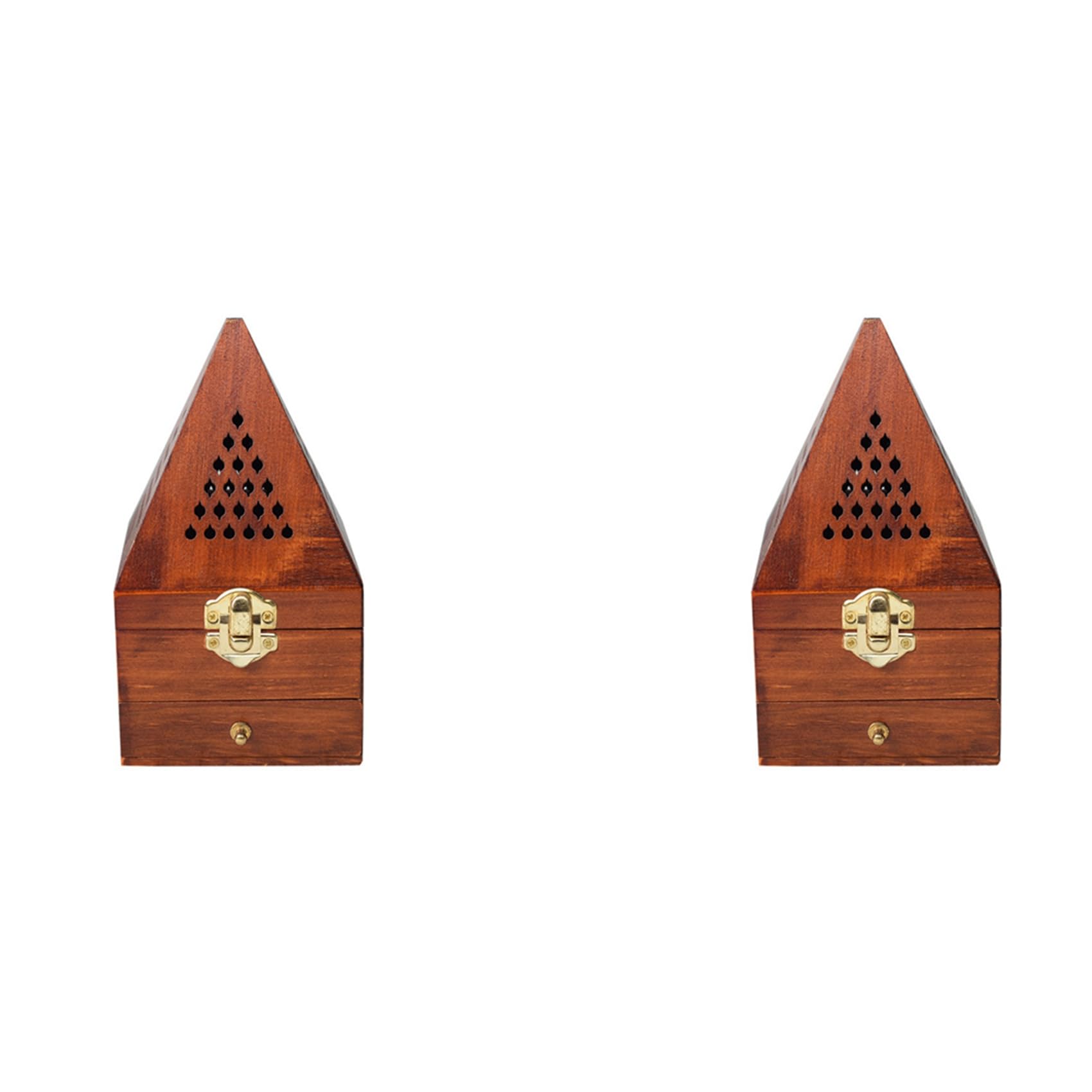 Hndhbfgrt 2X Wooden Agarwood Sandalwood Box Incense Burner Burner Antique Aromatherapy Burner Pyramid Hollow Incense Box