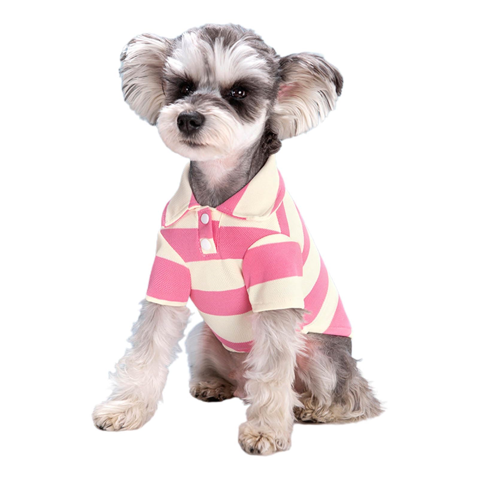 Dog Shirts for Small Medium Pets, Cute Polo Shirts Striped Collar T-Shirt Spring Summer Dogs Cats Outfits, Breathable Thin Dogs Clothes for Yorkie Puppy Kitten (Pink,M)
