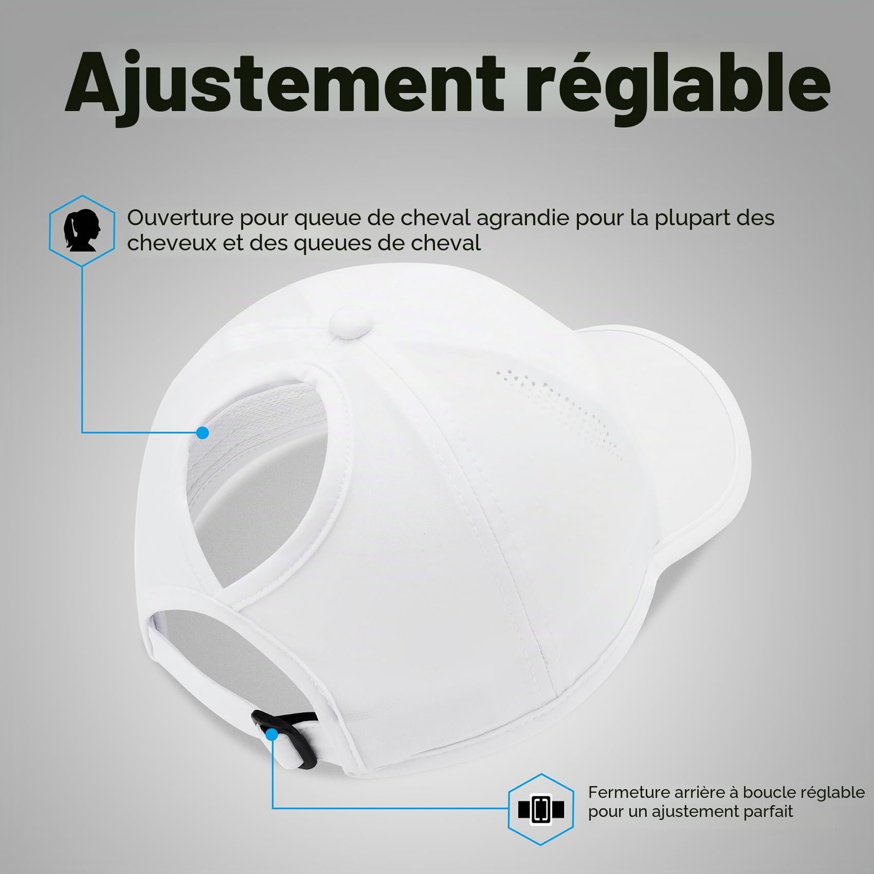 Gisdanchz Performance Ajustable Casquette avec Trou pour Queue de Cheval pour Femme