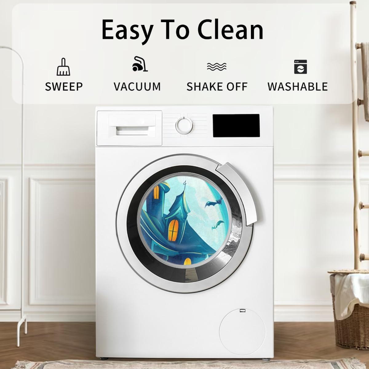 Pardick Half Round Doormat Halloween Decor House Night Semi Circle Rug Non Slip Indoor Outdoor Entrance Half Moon Rug Washable Front Floor Mat for Kitchen Bathroom Patio Fireplace Holiday Decor,A-25