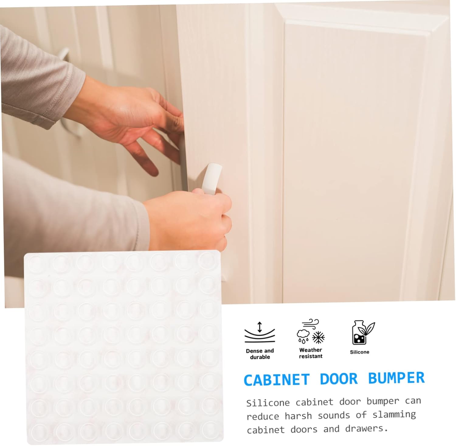 NUOBESTY 3pcs Self-Adhesive Silicone Cabinet Bumpers Furniture Dampening Pads for Door Reduce Noise Impact for Home Use