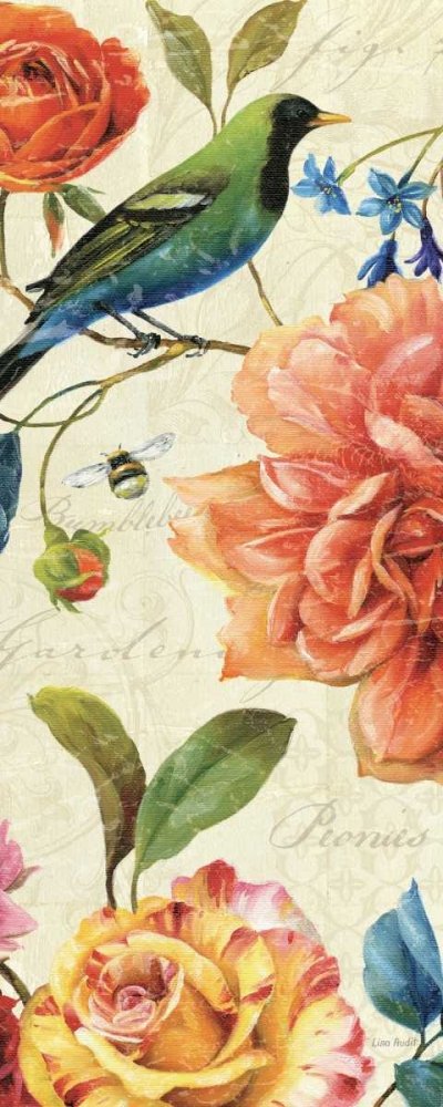 Lienzo impreso con caja americana Rainbow Garden VI - Crema Auditoría Lisa - Floral vertical Art print floral floral flores tallos deja flotante fr 27_X_11_in