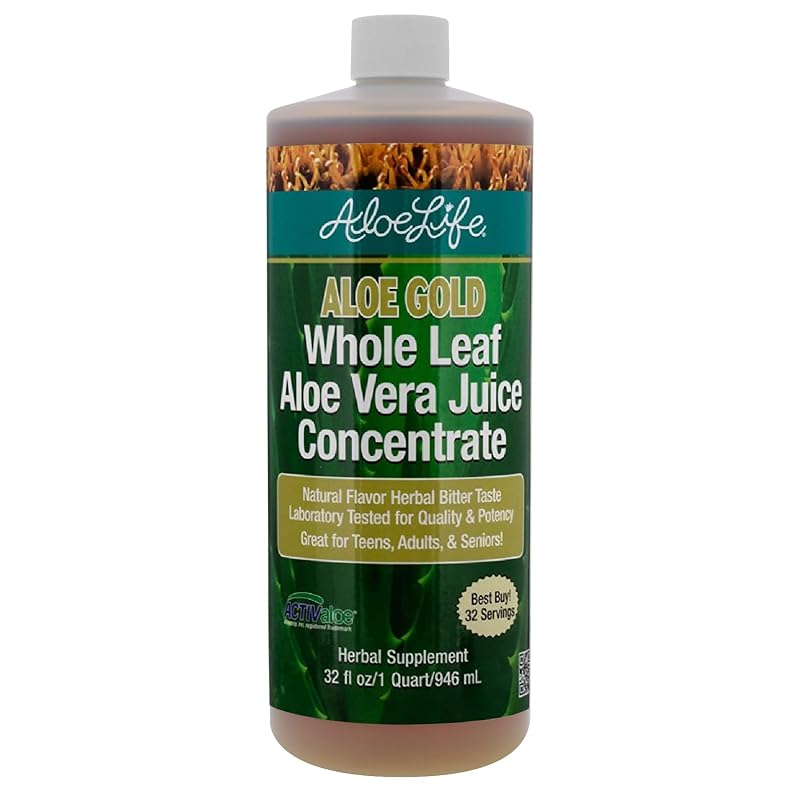 Aloe Life Suco de Aloe Vera de Folha Inteira Aloe Gold Orgânico e Sem Glúten 946 mL