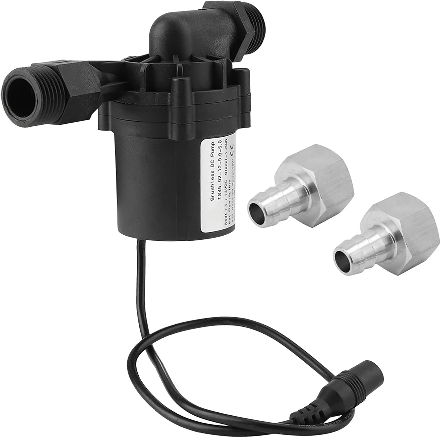 Brushless Homebrew Pump, DC 12V 18W Brewing Circulation Beer Pump with Premium Plastic Shell, Stainless Steel Connector, High Efficiency and Overload Protection for Home and Micro (With