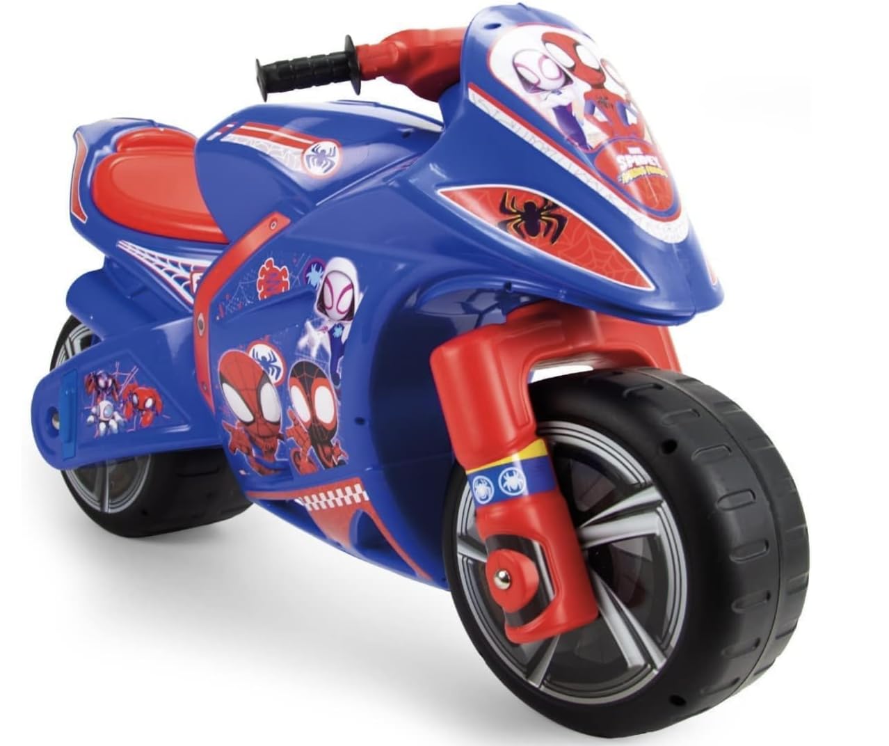 INJUSA - Moto Correpasillos Winner Spidey para Niños de 4 a 7 Años | Ruedas Anchas de Plástico | Asa de Transporte para Padres | Diseño Deportivo | Color Azul | No Eléctrica (19460)