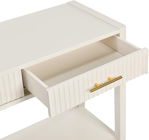 Miniatura 50 de Mesa consola contemporánea con parte superior de madera de hormigón de inspiración industrial, armario de almacenamiento de acento para sala de Gris