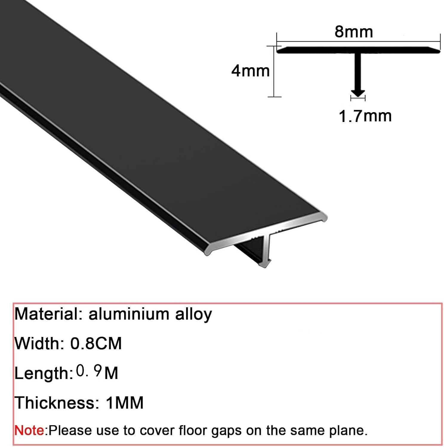 Aluminum Threshold Transition Strip, Carpet Edge Strip, Floor Transition Strip, Door Threshold for Flat Surface Transitions, Durable and Easy to Install Door Strip-Gray||0.9M*0.8CM