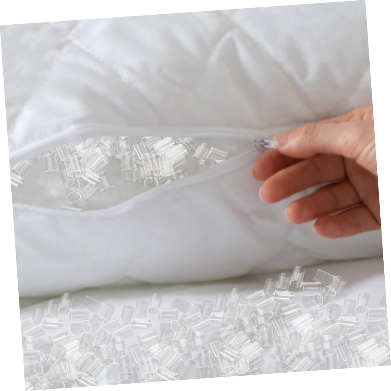 Cabilock 500g Clear Tube Pillow Filling Inserts Elastic Pe Material for Neck Support Soft Pillow Stuffing Easy to Clean for Improved Sleep Quality