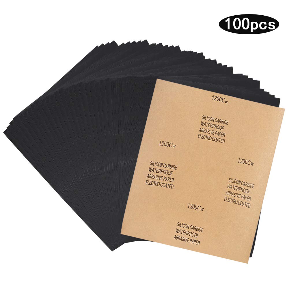 100pcs papier de verre, papier de verre en carbure de silicium, papier ponçage en mille P1200 pour la finition des meubles en bois, ponçage en métal