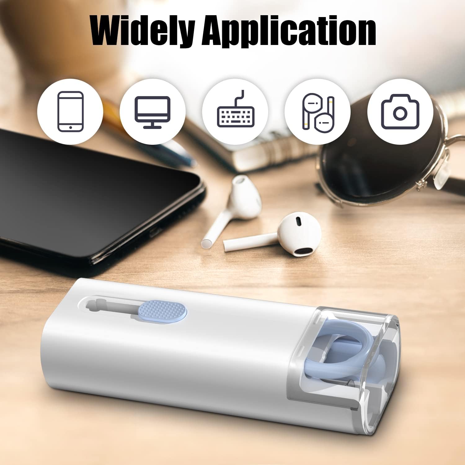 YUWAKAYI 7 in 1 Multifunctional Cleaning Tool, Earphones Cleaner Kit for AirPods, Keyboard Cleaning Brush, Portable Electronics Cleaning Kit for Laptop, PC, Keyboard, Earphones, Cell Phone(Blue)