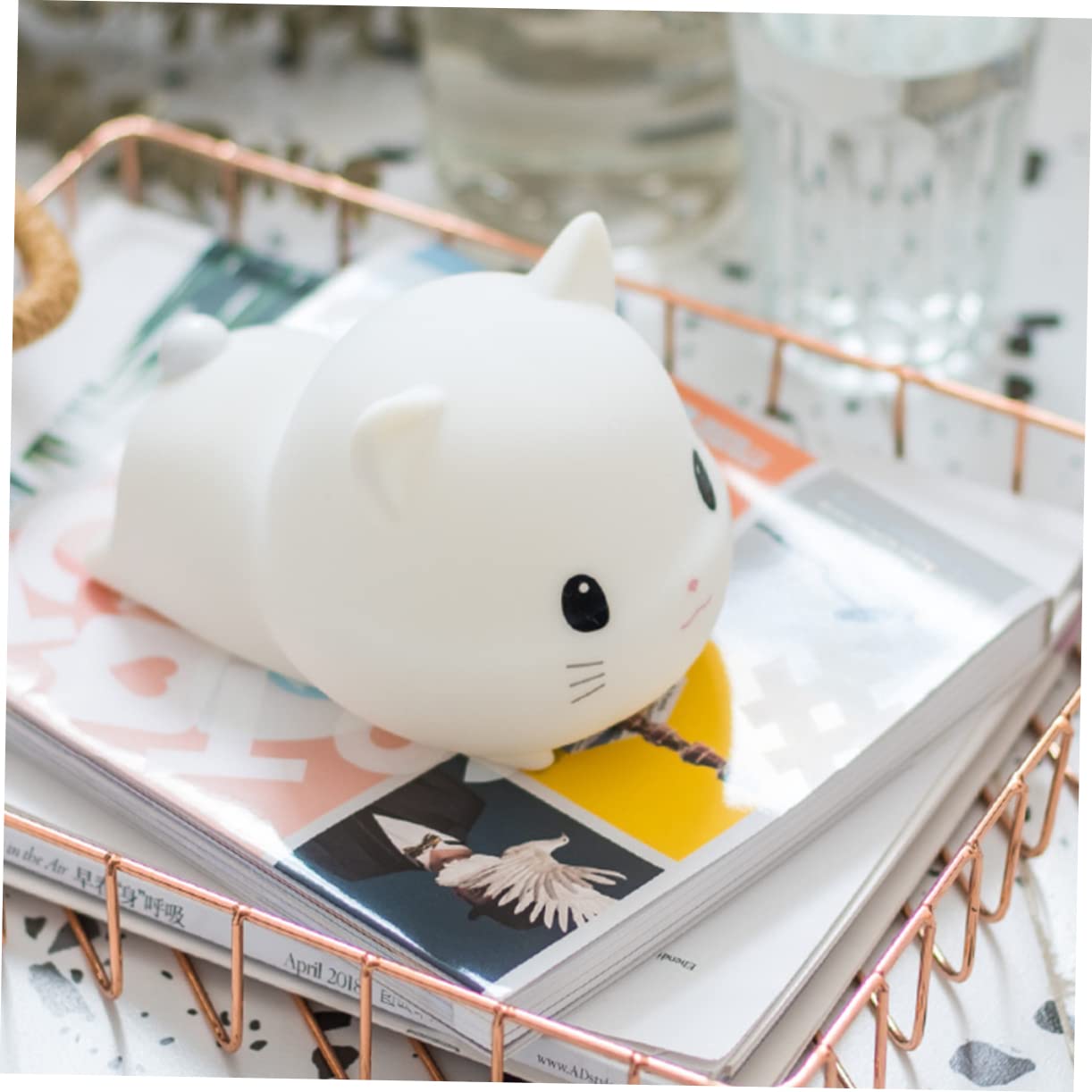 Veemoon Luce Notturna USB a Forma di Gatto in Silicone Bianco