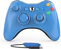 Vista 2 de Mando inalámbrico para Xbox 360, AStarry 2.4GHZ Control de juego Gamepad Joystick para Xbox y Slim 360 PC Windows 7, 8, 10 (azul)