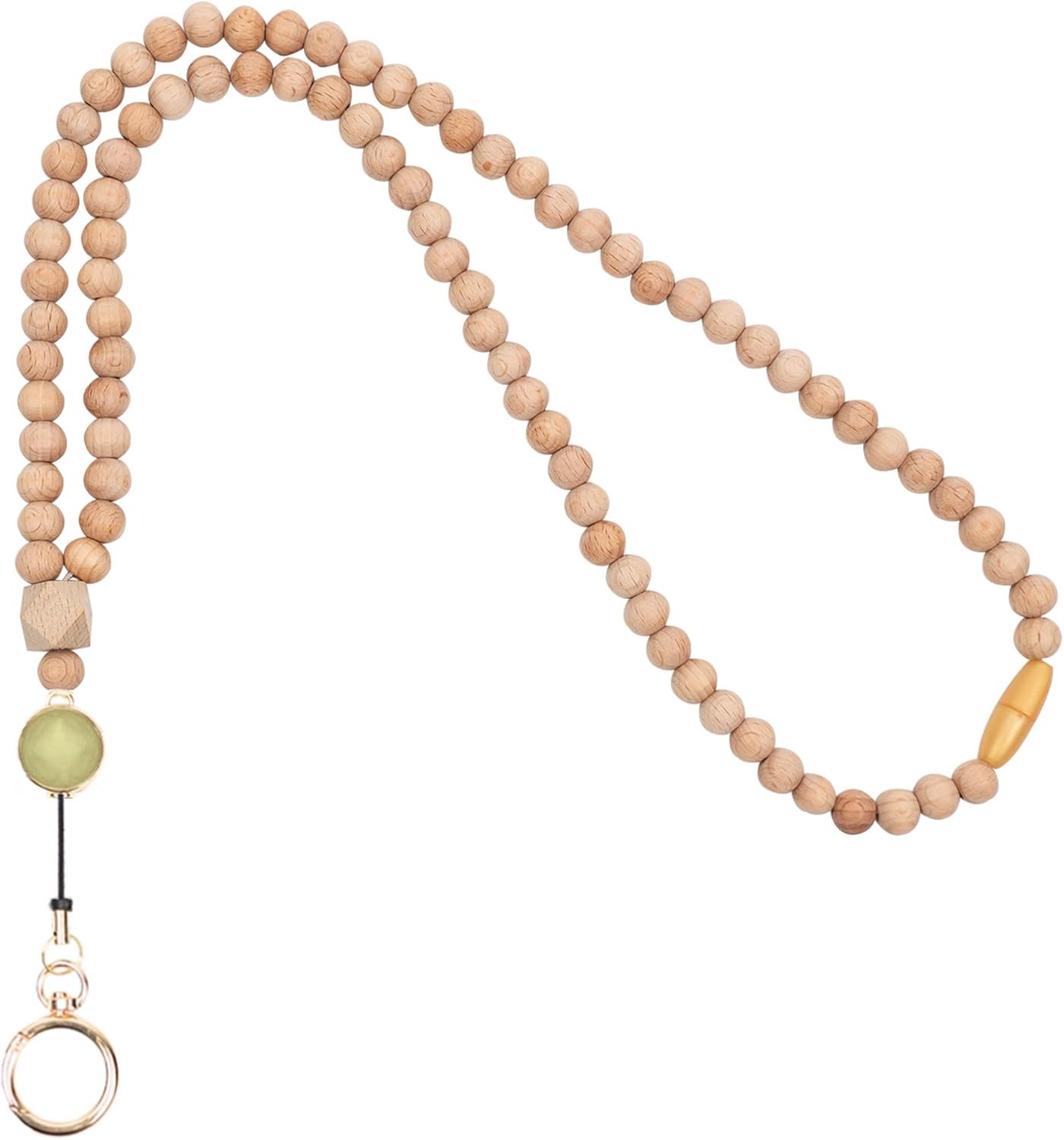 Smongdelis Wood Beaded Retractable Lanyards for Id Badges Holder, Teacher Breakaway