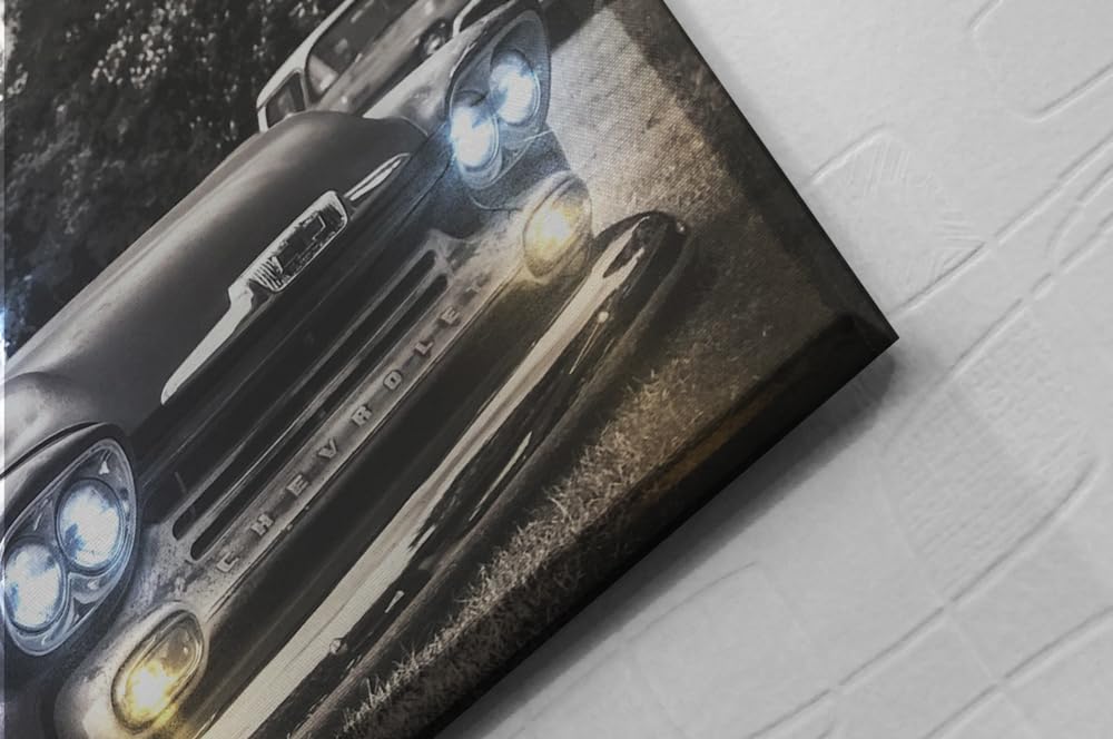 Samarkand - Lights LED-Bild mit Beleuchtung LED- Bilder Leinwandbild 65 x 45 cm Leuchtbild US CAR/OLDTIMER/PICKUP Wandbild