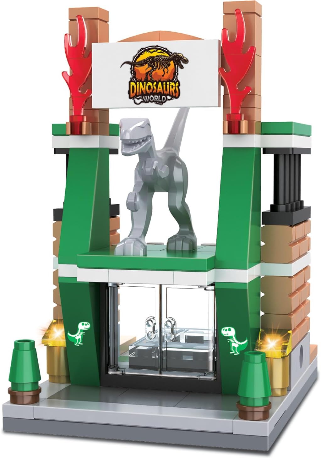 Brick Loot Mini City Dinosaur Museum Building Set, 136-Piece Fossil Display