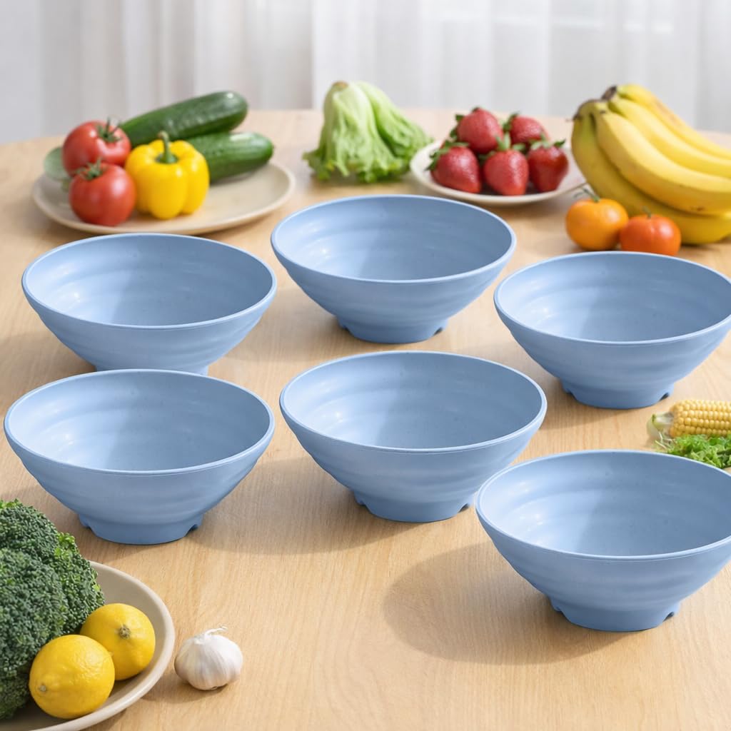 Wheat Straw Salad Bowls Set (900ml) – Large Microwave Safe, Unbreakable & Stackable Bowls for Salad, Soup, Ramen – BPA-Free, Eco-Friendly, Lightweight Serving Bowls for Kitchen (6, Green) — Amazon image 18