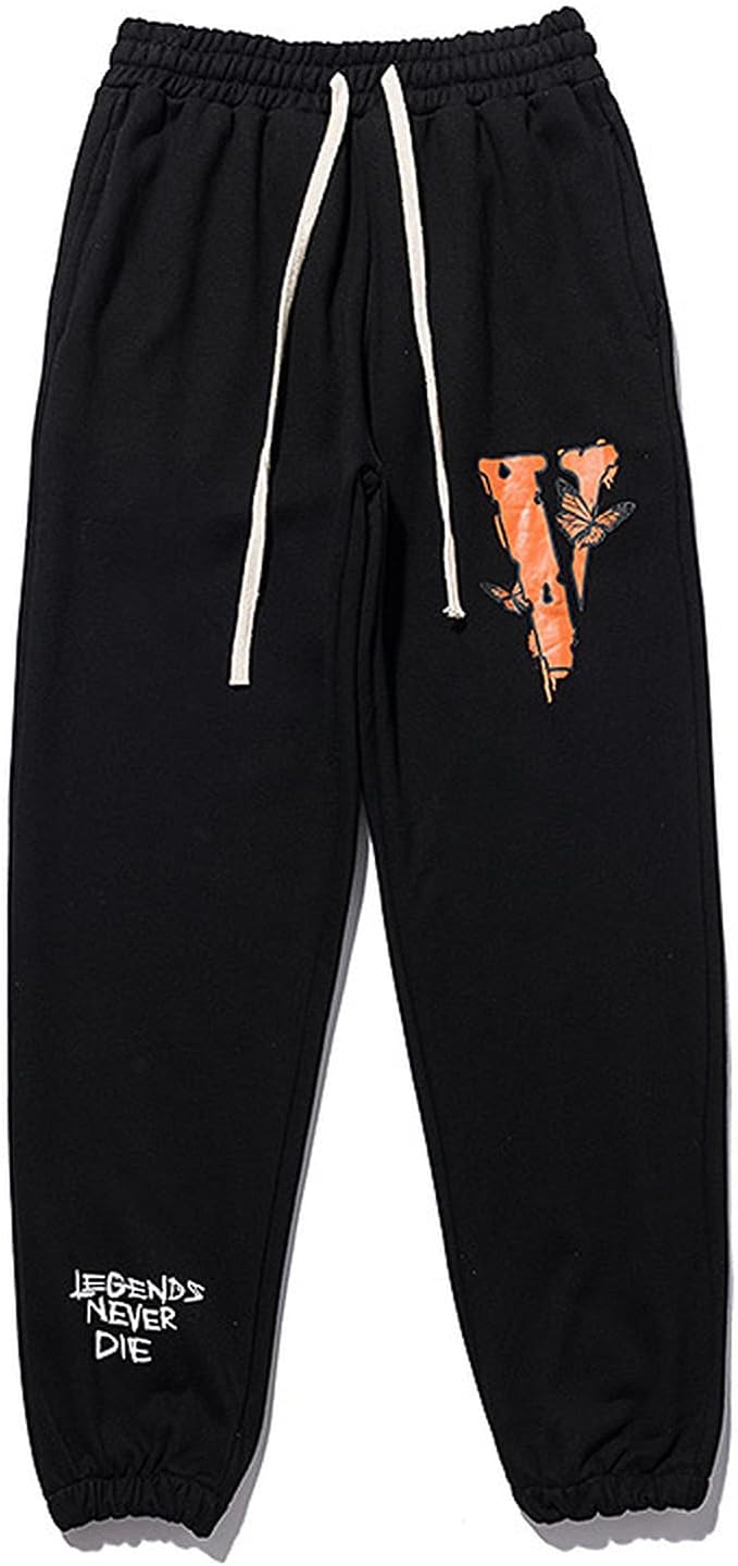 Aluo Men's Joggers Sweatpants Butterfly Lightweight Athletic Pants with Pocket Running Gym Workout Sports Casual Pants (Black,Small,Small)
