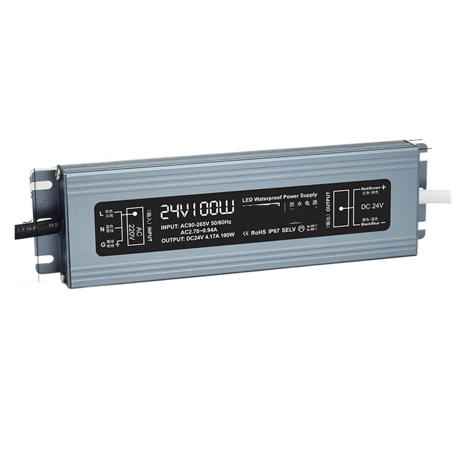 Transformateur 220 à 24V pour ruban LED avec boitier etanche 100W constant