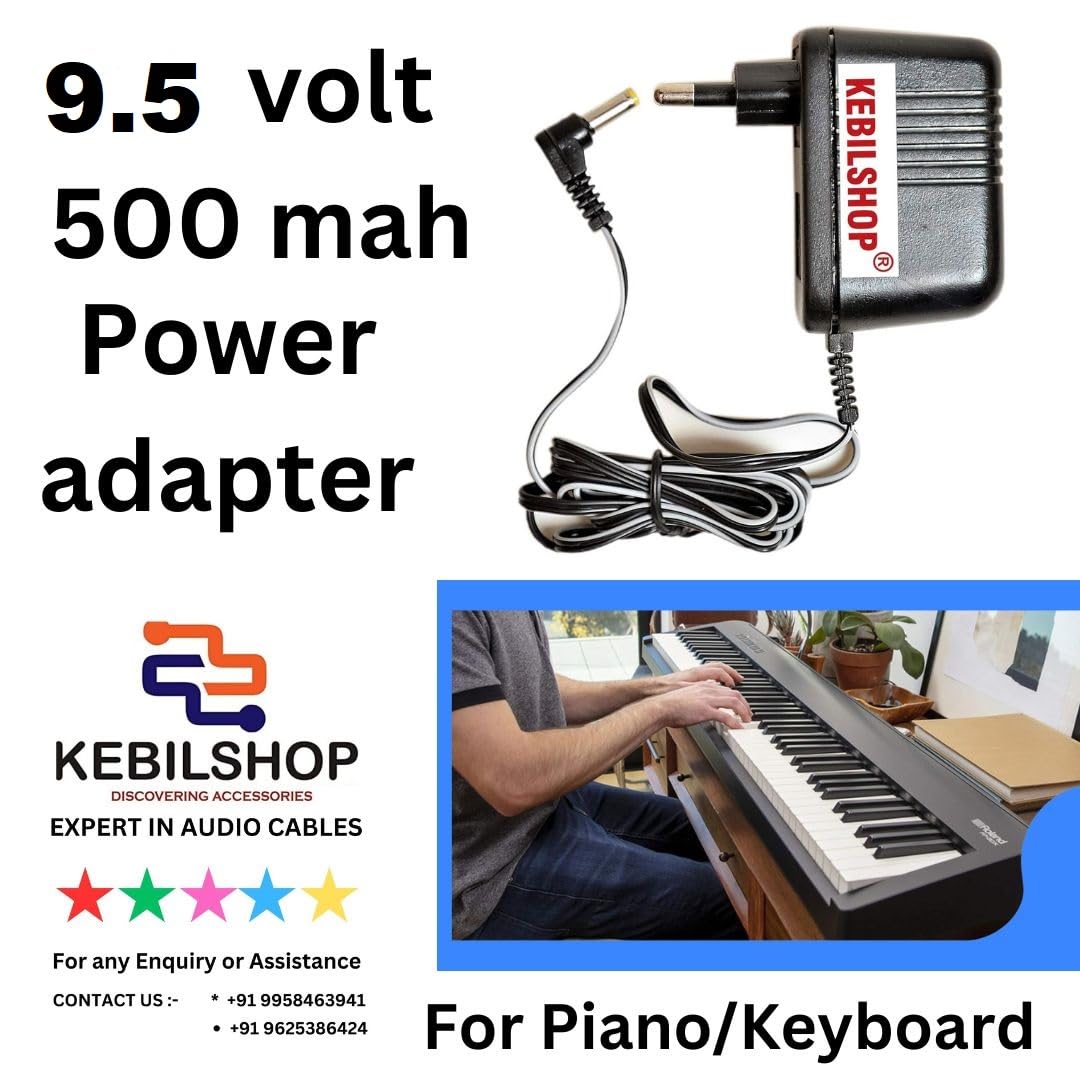 KEBILSHOP Power Adapter for Casio Piano and Other Electronics Keyboard | 9.5 Volt 500 mA Power Keyboard Adaptor-Black - Image 3 thumbnail