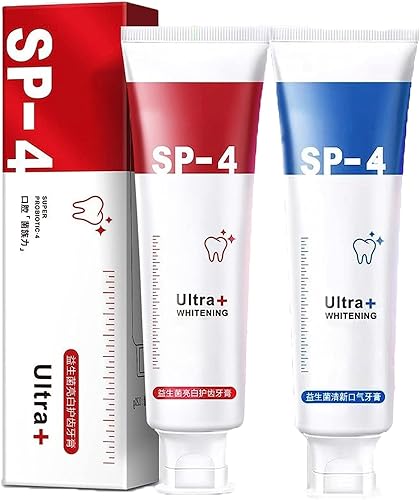 Pasta de dientes Yayashi Sp-4, probióticos Sp-4, pasta de dientes blanqueadora, aliento fresco, eliminación de manchas, 4.23 ozpieza (rojo + azul)