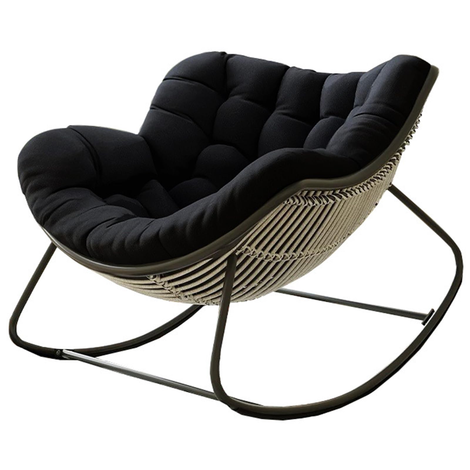 BYGSBKDP Rocking Chairs Cushions for Adults, Waterproof Giant Patio Rocking Chair Replacement Cushion, Indoor Outdoor Egg Chair Cushion 4×39 ×47" Comfortable Soft and Skin-Friendly【NO Frame】 (Black)