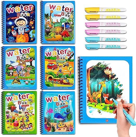 Brillwist Magic Water Quick Dry Book | Water Colouring Book Doodle with Magic Pen | Education Drawing Pad | (Pack of 6 Book + 6 Pen) (B0CW9ZWY73) Amazon Price History, Amazon Price Tracker