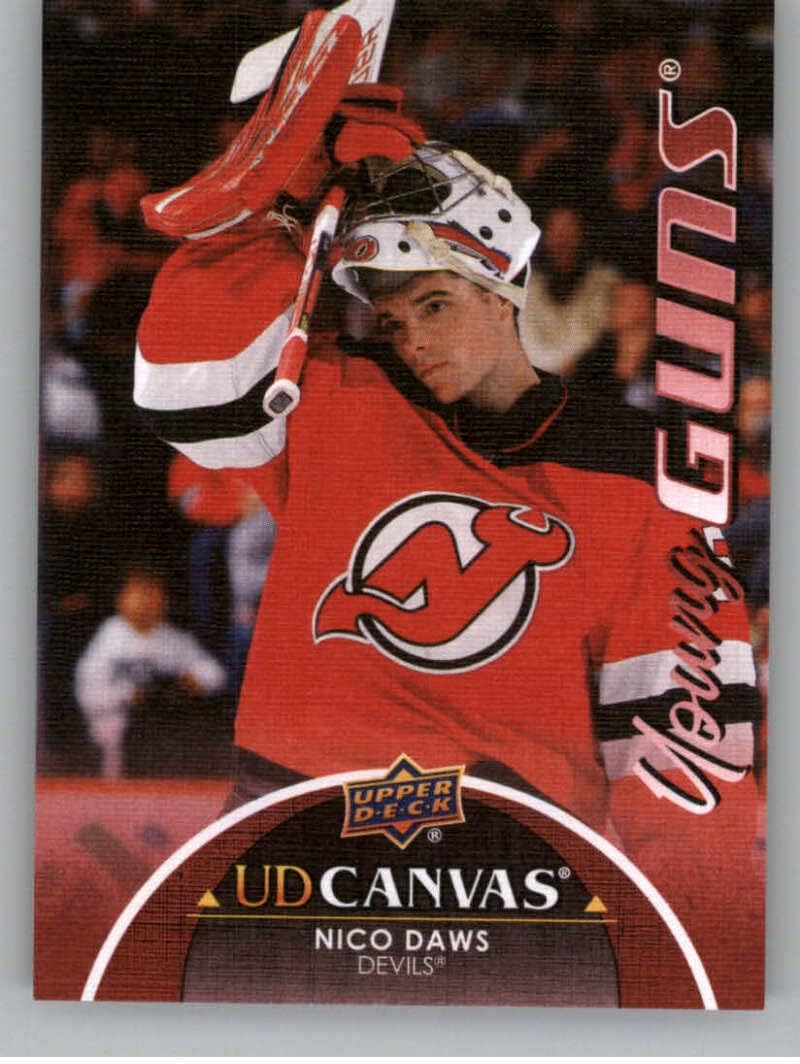 2021-22 Upper Deck Extended Series UD Canvas #C370 Nico Daws RC Rookie Card New Jersey Devils Young Guns Official NHL Hockey Card in Raw (NM or Better) Condition