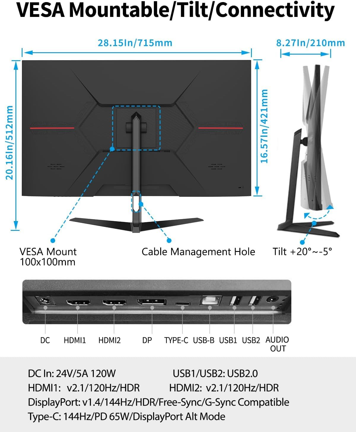 Amazon.com: FYHXele 4K Gaming Monitor 144Hz 32inch, Fast UHD IPS