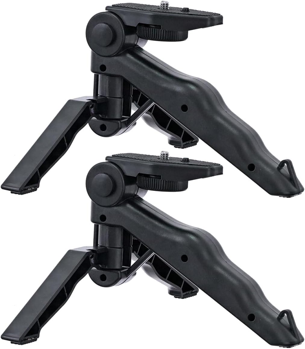 Happyyami 2Pcs Mini Tripod for Camera and Phone, Portable Handheld Selfie Tripod Stand with Desktop Mount, Compact Travel Camera Holder for Vlogging and Live Streaming