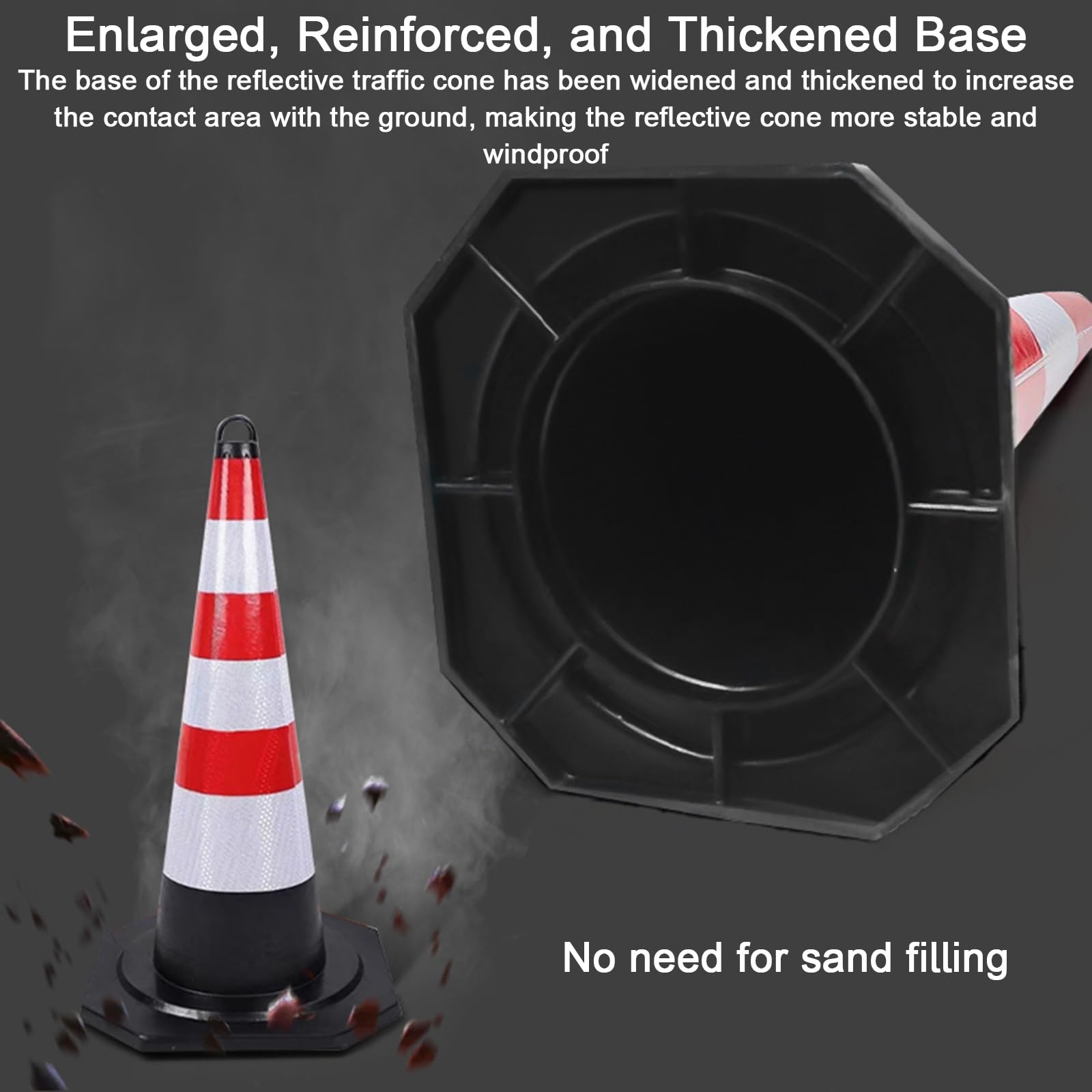 Cone de Chantier, Cone de Signalisation, avec Anneau Réfléchissant et Poignée, Base Stable, Couleurs Vives, Utilisables en Intérieur et en Extérieur (lot De 10)(70 * 36 * 36cm/28 * 14 * 14in)