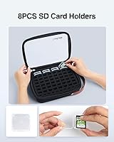 Vista 5 de Luxtude Funda transparente para unidad flash con etiquetas, organizador de estuche USB rígido, caja de almacenamiento USB con capacidad para 58